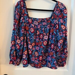 Vineyard Vines Women’s Tisbury Floral Square Neck Blouse